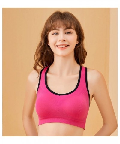 Women's Racerback Sports Bras High Impact Seamless Padded Yoga Gym Workout Activewear Bra 3 Pack Pink $11.28 Lingerie