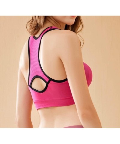 Women's Racerback Sports Bras High Impact Seamless Padded Yoga Gym Workout Activewear Bra 3 Pack Pink $11.28 Lingerie