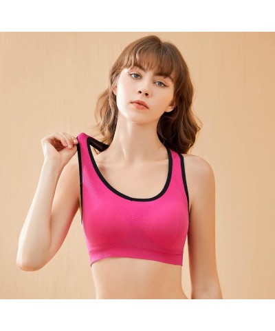 Women's Racerback Sports Bras High Impact Seamless Padded Yoga Gym Workout Activewear Bra 3 Pack Pink $11.28 Lingerie