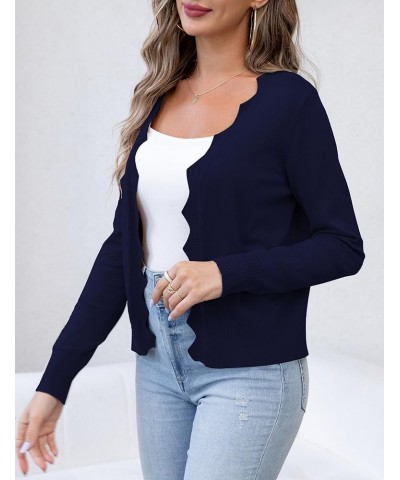 Womens Casual Long Sleeve Sweaters Knit Open Front Cropped Bolero Short Cardigan Navy Blue $12.25 Sweaters