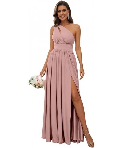 Women's One Shoulder Bridesmaid Dresses for Wedding 2023 with Pockets Slit Cut Out Pleated Formal Prom Dress Dusty Rose $32.4...