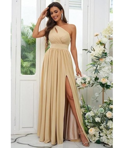 Women's One Shoulder Bridesmaid Dresses for Wedding 2023 with Pockets Slit Cut Out Pleated Formal Prom Dress Dusty Rose $32.4...