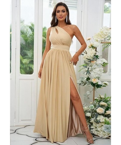 Women's One Shoulder Bridesmaid Dresses for Wedding 2023 with Pockets Slit Cut Out Pleated Formal Prom Dress Dusty Rose $32.4...