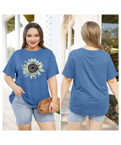 Womens Plus Size Daisy Graphic T-Shirt Summer Flower Cute Short Sleeve Shirts Casual Loose Tees Tops for Women Blue1 $13.72 T...