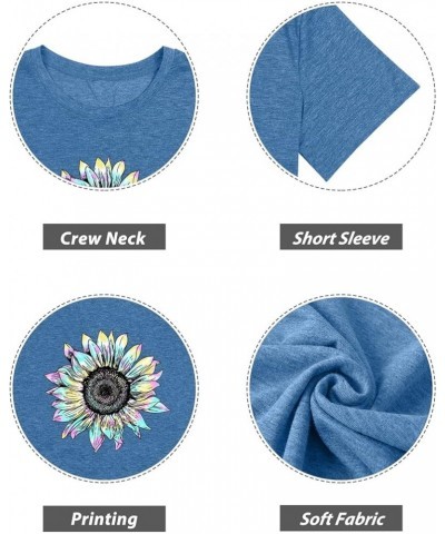 Womens Plus Size Daisy Graphic T-Shirt Summer Flower Cute Short Sleeve Shirts Casual Loose Tees Tops for Women Blue1 $13.72 T...