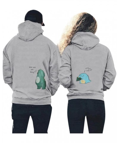 Couple Hoodie Lover Dinosaur Matching Couple Sweatshirt Valentine's Day Gift for Him & Her King Queen (f-White, S) Small A-gr...