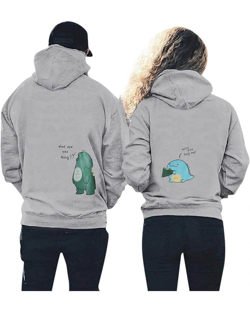 Couple Hoodie Lover Dinosaur Matching Couple Sweatshirt Valentine's Day Gift for Him & Her King Queen (f-White, S) Small A-gr...