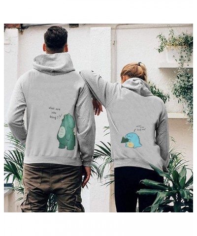 Couple Hoodie Lover Dinosaur Matching Couple Sweatshirt Valentine's Day Gift for Him & Her King Queen (f-White, S) Small A-gr...