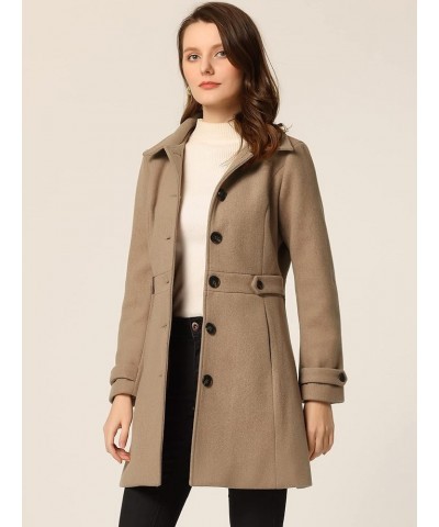 Women's Winter Classic Outwear Overcoat with Pockets Single Breasted Pea Coat Brown $35.26 Coats