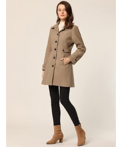 Women's Winter Classic Outwear Overcoat with Pockets Single Breasted Pea Coat Brown $35.26 Coats