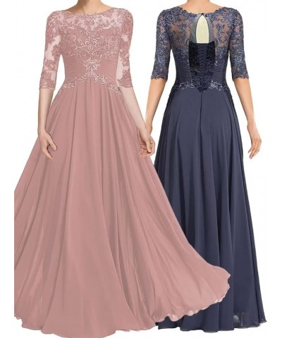 3/4 Sleeve Mother of The Bride Dresses for Wedding Lace Applique Chiffon Formal Dresses for Women Peacock $39.04 Dresses