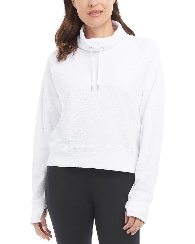 Women's Funnel Neck Textured Pullover Top Bright White $17.50 Sweaters