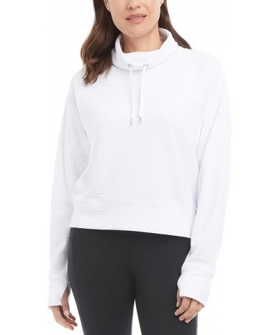 Women's Funnel Neck Textured Pullover Top Bright White $17.50 Sweaters