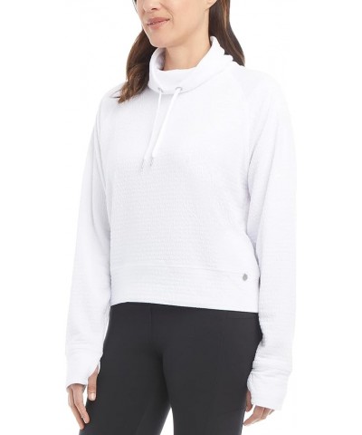 Women's Funnel Neck Textured Pullover Top Bright White $17.50 Sweaters