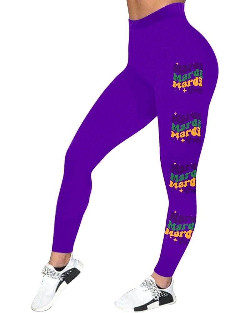 Mardi Gras Leggings for Women Color Block Graphy High Waisted Stretchy Carnival Printed Festival Party Yoga Pants Leggings Pu...