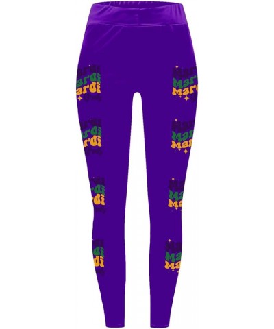 Mardi Gras Leggings for Women Color Block Graphy High Waisted Stretchy Carnival Printed Festival Party Yoga Pants Leggings Pu...