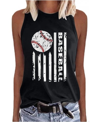 Baseball Mom Shirts Sleeveless Tank Top for Women Mother's Day Funny Tops Crewneck Summer Casual 2023 Graphic Tees 09 Black $...