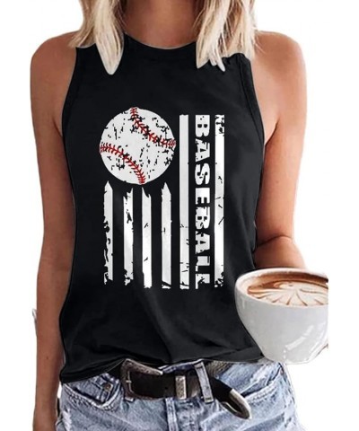 Baseball Mom Shirts Sleeveless Tank Top for Women Mother's Day Funny Tops Crewneck Summer Casual 2023 Graphic Tees 09 Black $...