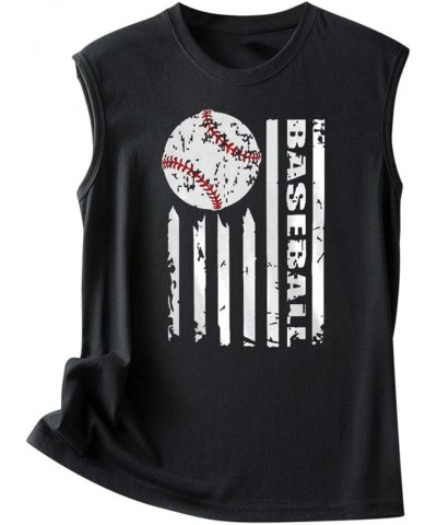 Baseball Mom Shirts Sleeveless Tank Top for Women Mother's Day Funny Tops Crewneck Summer Casual 2023 Graphic Tees 09 Black $...