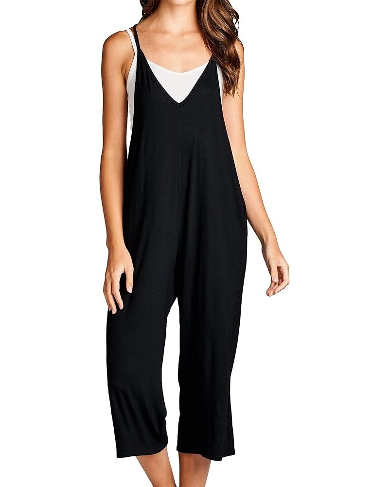 Loose Fit Jumpsuits for Women Casual Capri Jumpsuit Jumpers Rompers Sleeveless with Pockets Maternity Clothes Black $24.29 Ju...