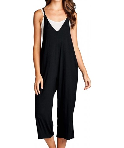 Loose Fit Jumpsuits for Women Casual Capri Jumpsuit Jumpers Rompers Sleeveless with Pockets Maternity Clothes Black $24.29 Ju...