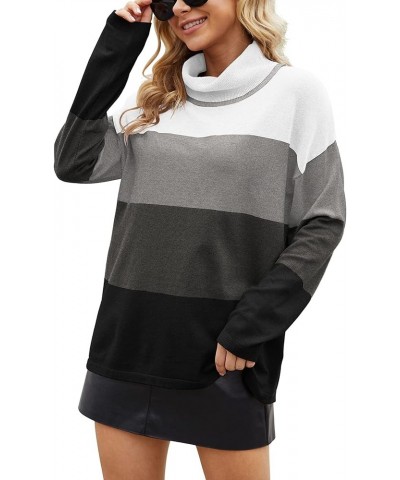 Women's Turtleneck Sweater Long Sleeve Cozy Warm Sweater Casual Lightweight Soft Pullover Jumper Tops Color Block-grey $19.50...