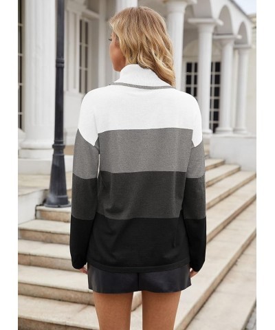 Women's Turtleneck Sweater Long Sleeve Cozy Warm Sweater Casual Lightweight Soft Pullover Jumper Tops Color Block-grey $19.50...