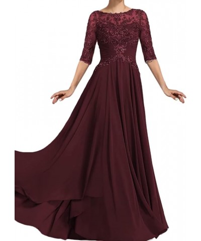 3/4 Sleeve Mother of The Bride Dresses for Wedding Lace Applique Chiffon Formal Dresses for Women Peacock $39.04 Dresses