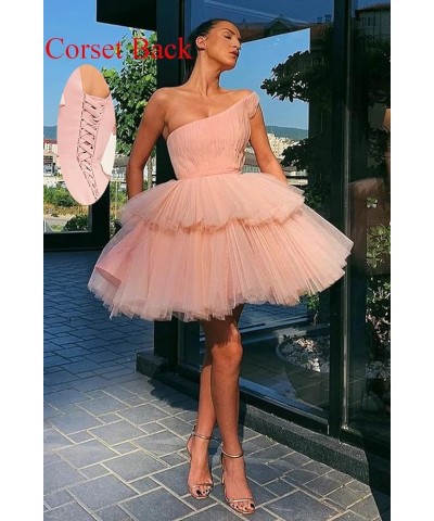 Women's Short Tiered Homecoming Dresses for Teens One Shoulder Tulle Prom Formal Cocktail Dress Sage Green $30.24 Dresses