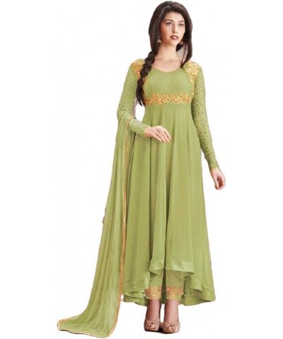 Henith Collection Indian/Pakistani Wear Georgette Embroidered Work Anarkali Suit And Party Wear Suit For Women Pista $31.82 S...