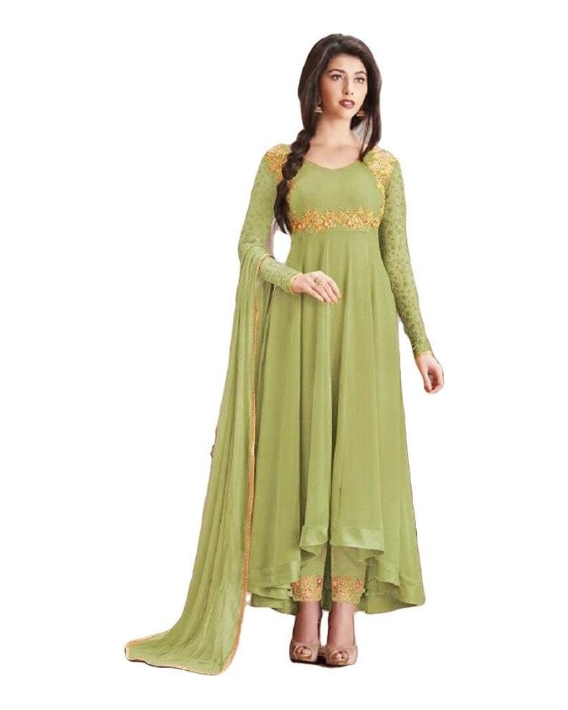 Henith Collection Indian/Pakistani Wear Georgette Embroidered Work Anarkali Suit And Party Wear Suit For Women Pista $31.82 S...