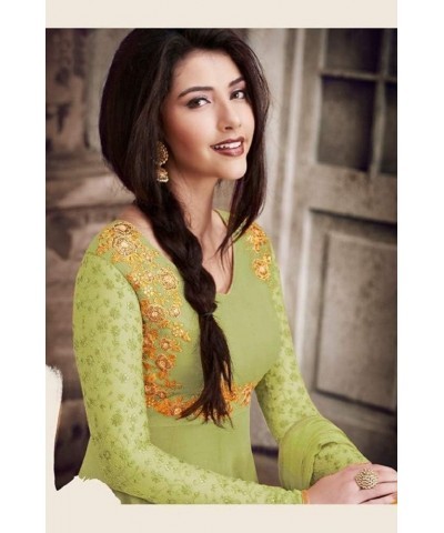 Henith Collection Indian/Pakistani Wear Georgette Embroidered Work Anarkali Suit And Party Wear Suit For Women Pista $31.82 S...