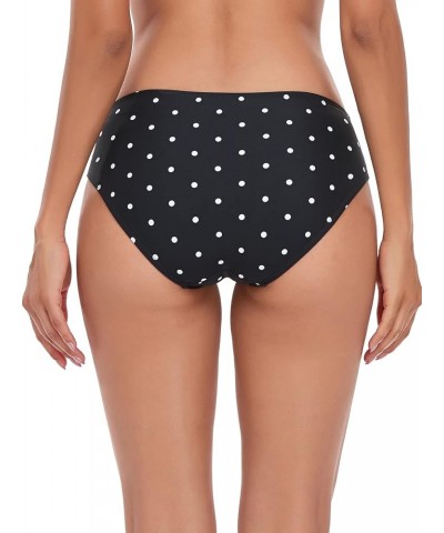 Women's Strappy Bikini Bottom Full Coverage Swim Briefs Black Polka Dot $10.12 Swimsuits