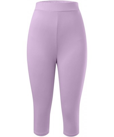 Capri Leggings for Women with Pockets, Womens Soft High Waisted TummyControl Workout Solid Non See Through Yoga Pants Purple ...