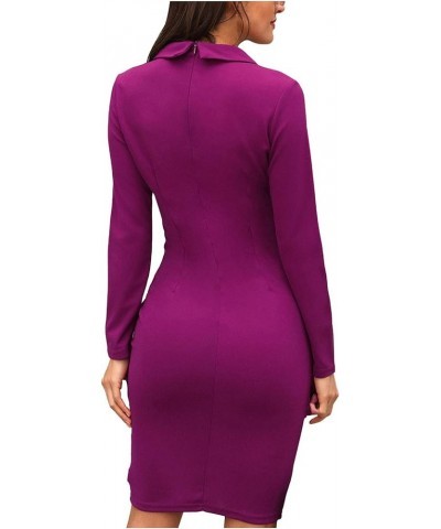 Women's Bodycon Blazer Dress Slim Fit Wrok Office Business Dress Long Sleeve Suit Sets Pencil Dress Formal Uniform 01-purple ...