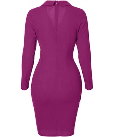 Women's Bodycon Blazer Dress Slim Fit Wrok Office Business Dress Long Sleeve Suit Sets Pencil Dress Formal Uniform 01-purple ...