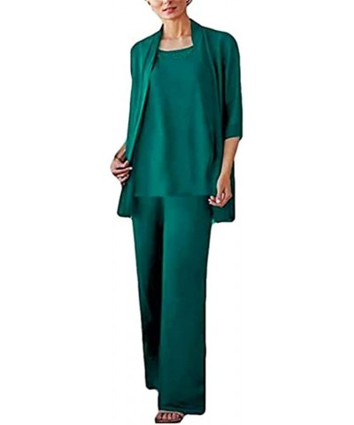 Women Pant Suits Elegant 3 PC Chiffon Mother of The Bride Wedding Evening Groom Gowns Peacock $35.20 Suits