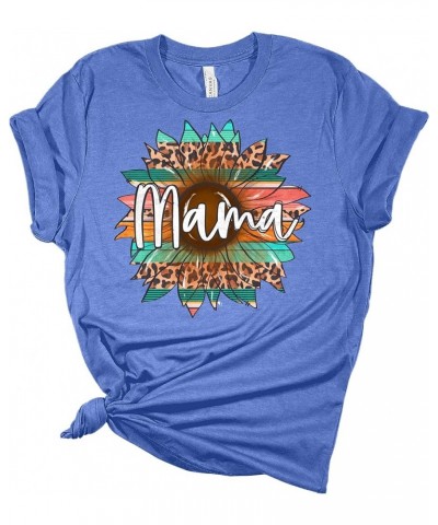 Mama Serape Sunflower Graphic Shirt Women's Bella Mom Gift T-Shirt Blue $12.02 T-Shirts