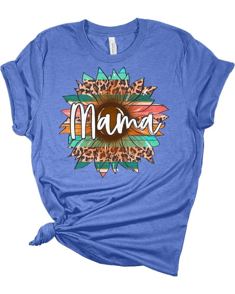 Mama Serape Sunflower Graphic Shirt Women's Bella Mom Gift T-Shirt Blue $12.02 T-Shirts