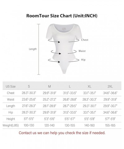 Women's Round Neck Short Sleeve Bodysuit Jumpsuit for Women Slim Fit Bodysuit Thong Bottom 007-white $8.94 Lingerie