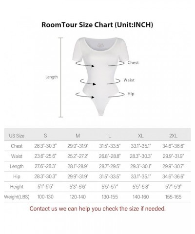 Women's Round Neck Short Sleeve Bodysuit Jumpsuit for Women Slim Fit Bodysuit Thong Bottom 007-white $8.94 Lingerie