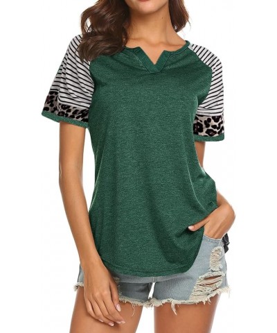 Women's Summer V Neck Raglan Short Sleeve Shirts Casual Blouses Baseball Tshirts Top Y-green $13.23 T-Shirts