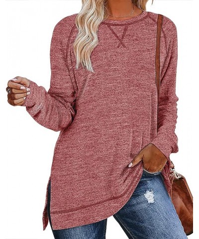 Misyula Tunic Tops for Women Loose Fit Dressy Casual Side Split Long Sleeve Fall Shirts S-XXL Red $14.24 Tops