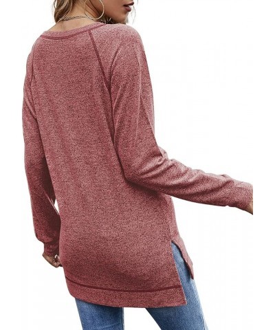 Misyula Tunic Tops for Women Loose Fit Dressy Casual Side Split Long Sleeve Fall Shirts S-XXL Red $14.24 Tops