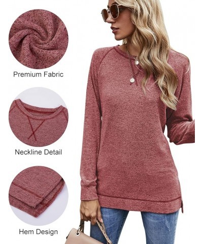 Misyula Tunic Tops for Women Loose Fit Dressy Casual Side Split Long Sleeve Fall Shirts S-XXL Red $14.24 Tops