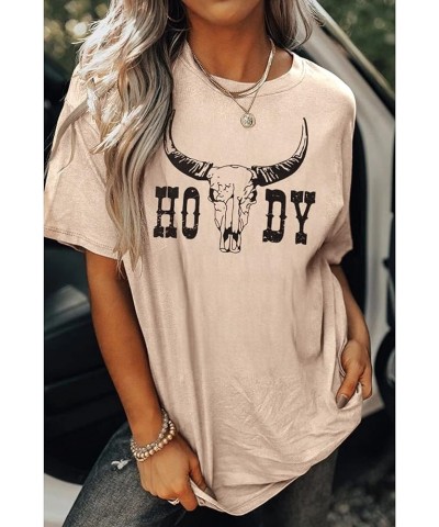 Howdy Country Oversized T Shirt Women Southern Boho Cow Skull Rodeo Shirts Western Cowgirl Tee Vintage Cowboy Tops Apricot $1...