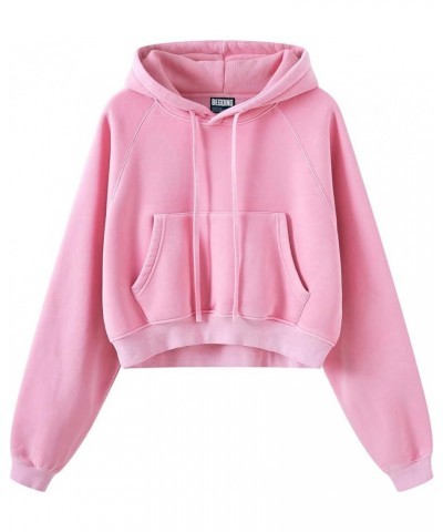 Women's Washed Sweatshirt Casual Fall Pullover Y2K Hoodies Long Sleeve Loose Hoodie with Kangaroo Pocket Pink $19.20 Hoodies ...