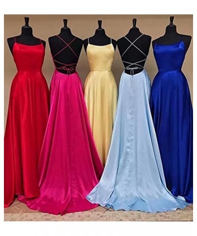 Women's Halter Prom Dresses Long Side Spilt Backless Satin Formal Evening Gowns with Pockets Light Champagne $25.30 Dresses