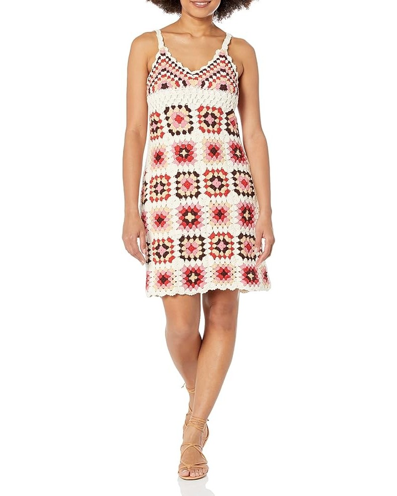 Women's Crochet Square Mini Dress Pink Granny Square $44.13 Dresses