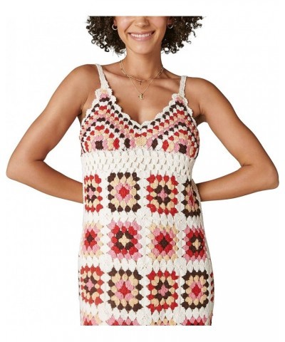 Women's Crochet Square Mini Dress Pink Granny Square $44.13 Dresses